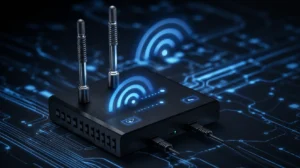 Wireless router representing office network bandwidth planning and connectivity